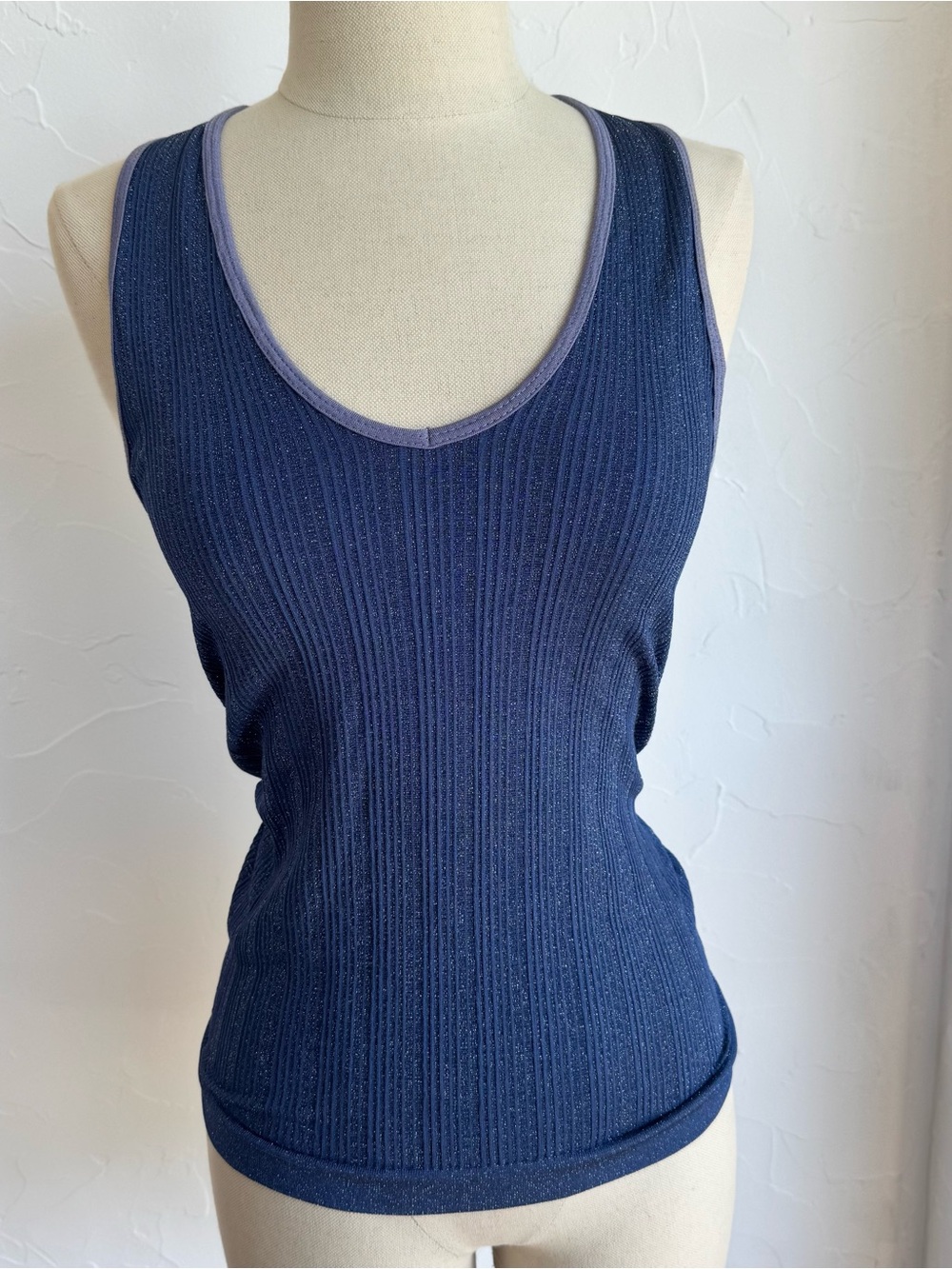 Anthropologie Shimmer Ribbed Tank Top Purple Sparkly
